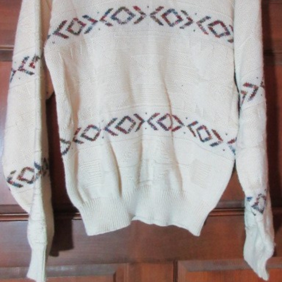 SWEATER GRAPHIX Cream Acrylic Knit Long Sleeves S - Picture 4 of 4